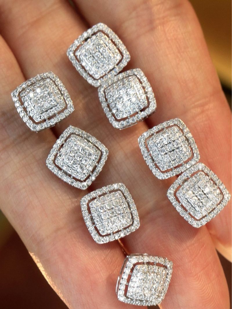 Klasiski kvadrātveida hiphopa cirkona auskari vīriešiem, vienkārši luksusa cukura kubiņu auskari, karsti pārdodami auskari_voghion.com