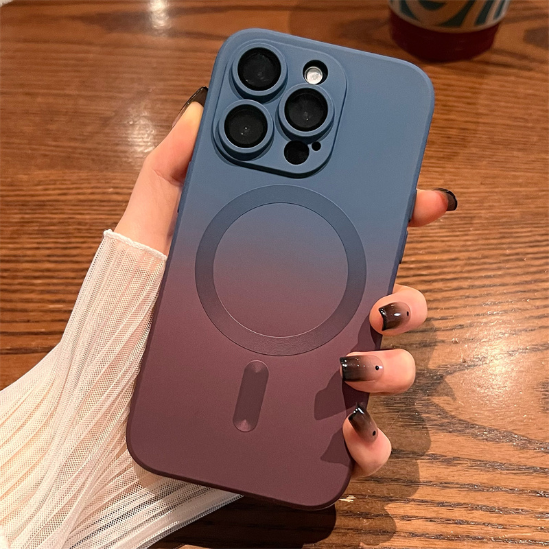 Custodia morbida in silicone sfumato di moda per iPhone 14 13 12 11 Pro 14Pro Max Plus Luxury per copertura di ricarica wireless Magsafe_voghion.com