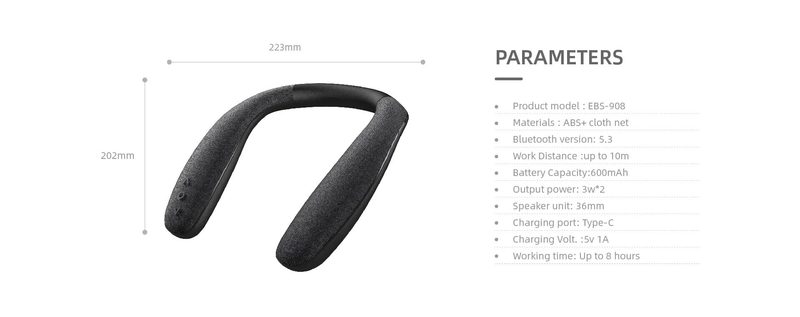 Neck Mount Bluetooth Speaker Wireless Wearable True Stereo Personal PortableSpeaker With Microphone Subwoofer Outdoor_voghion.com