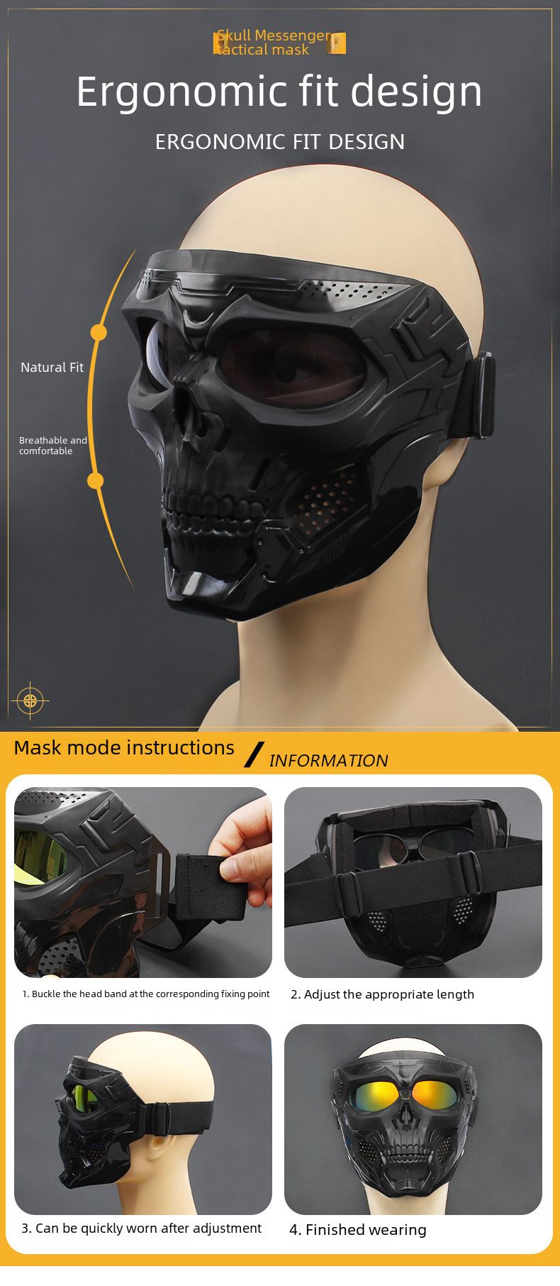 Cycling Eyewear New Goggles Mask Skull Head Motocross Outdoor Sports Riding Wind And Sand Goggles Tactical Mask_voghion.com
