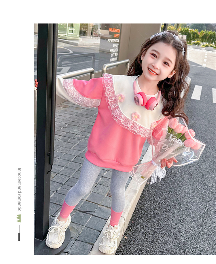 Dräi Blummen Ënnerwäsch 2024 Fréijoer Nei Moudeg Kanner- a Meedercher Sport Zweedeel Set_voghion.com