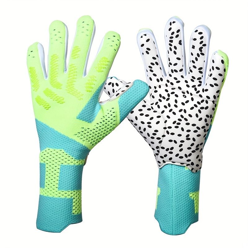 1pc Green Football Goalkeeper Gloves, Breathable And Comfortable, Training & Match Wear, Latex Material, Pull-On_voghion.com