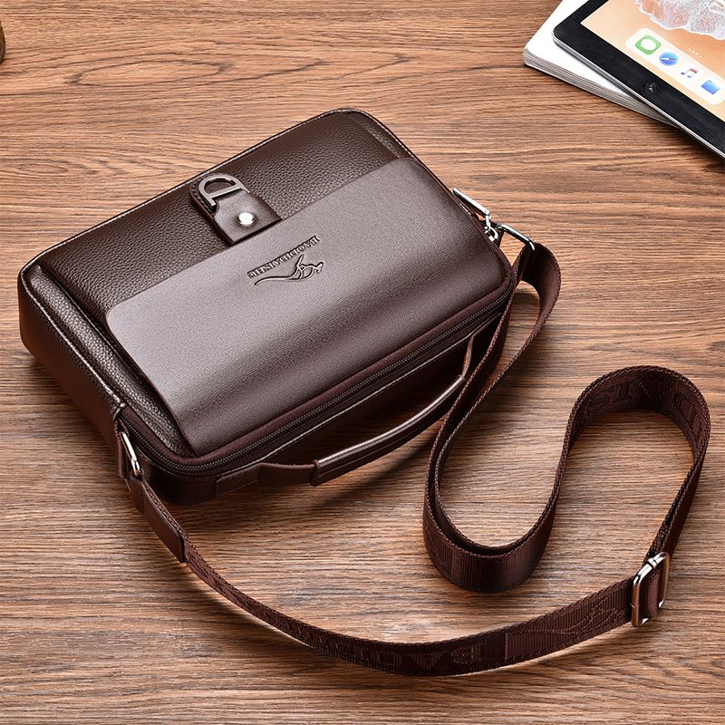 Small Male Shoulder Briefcase For Man PU Leather Tote Handbag Porter Messenger Satchels Crossbody Square Side Ipad Pouch_voghion.com