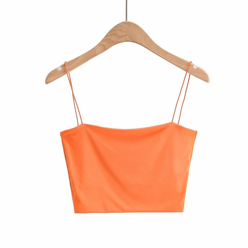Canotta estiva da donna con elastico sottile e fascia elastica, aderente e aderente, in tinta unita_voghion.com