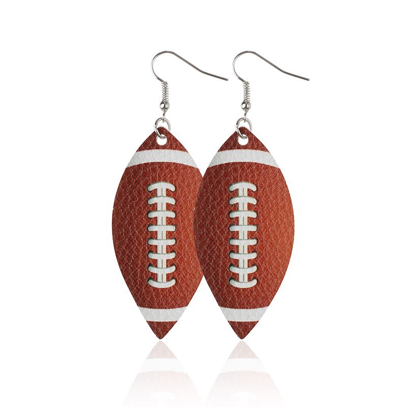 pendientes de pelota, pendientes de rugby, pendientes de pelota con purpurina y lentejuelas, pendientes de cuero de colores_voghion.com