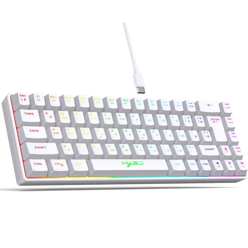 Russian 68 Keys Wired Thin Film Keyboard RGB Backlight Suitable For Gaming Office Ergonomic Design Cross Border Spot_voghion.com