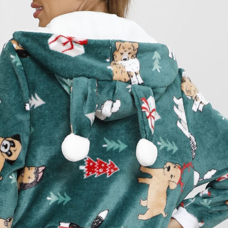 Damen Kleeschen Routkäppchen Flanellgedréckte Jumpsuit Pyjama Heemkleeder_voghion.com