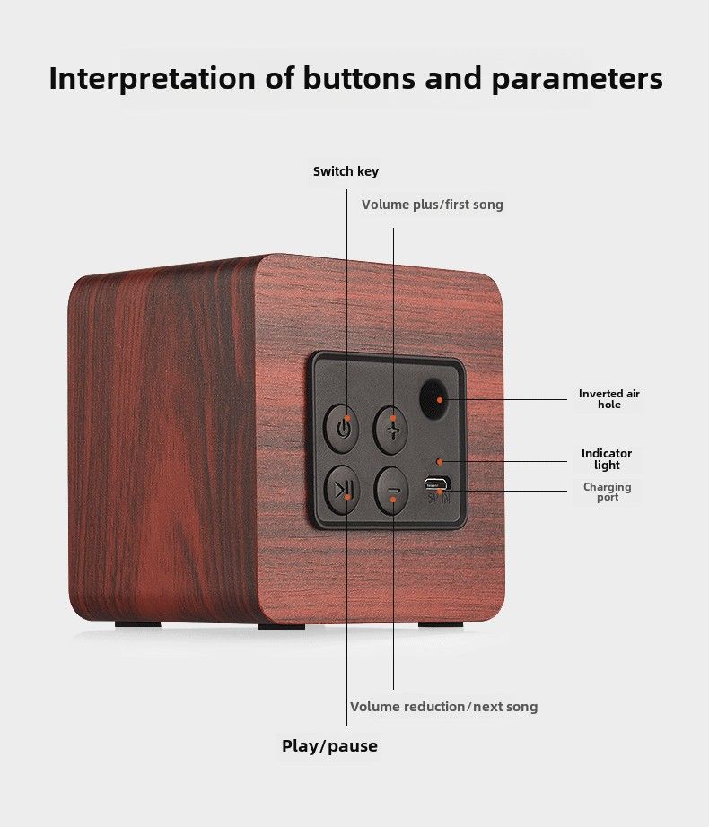 Ekologiczny drewniany głośnik Bluetooth do domu i na zewnątrz, bogaty dźwięk i przenośna konstrukcja_voghion.com