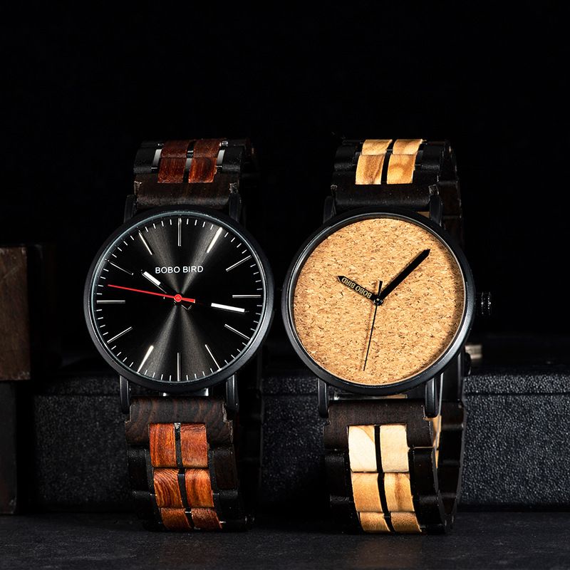 BOBO BIRD Holzuhr Freizeit Multifunktionale Kreative Grüne Sandelholzuhr_voghion.com
