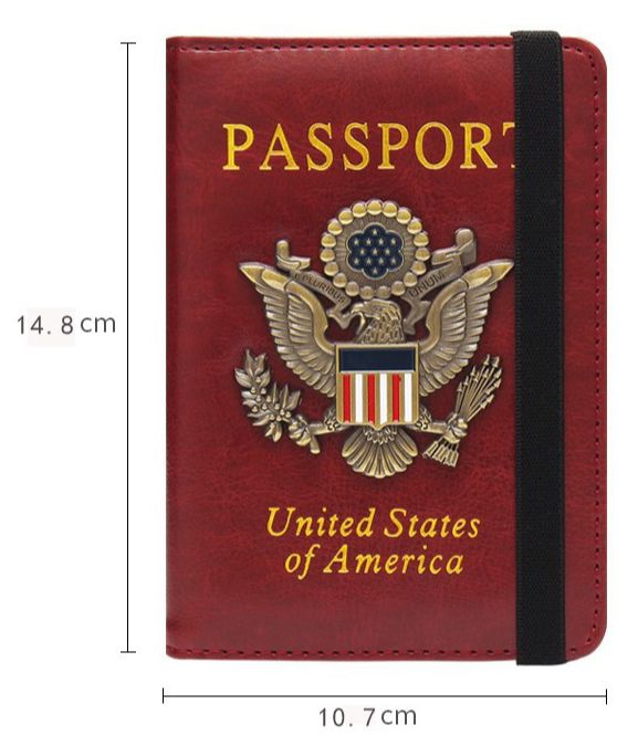 Anti-Magnetic Passport Clip Passport Book American Metal Badge Card Pack Multi-card Position Elastic Band Passport Cover_voghion.com