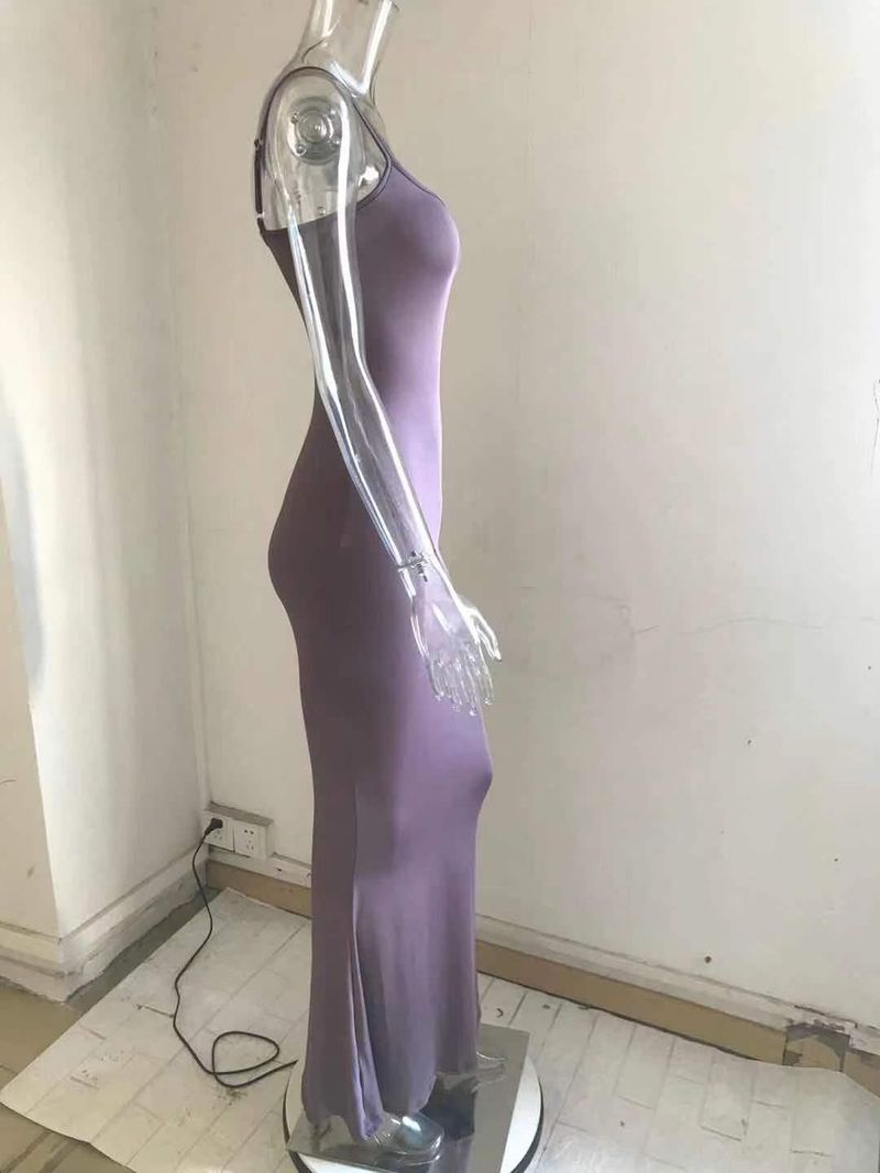 Damenbekleidung Langes Kleid Lässiges, schmales, langärmliges Heimkleid_voghion.com