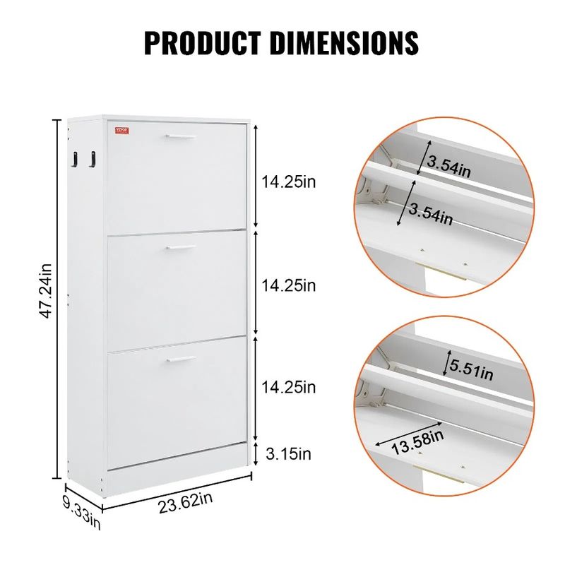 Organizer Free Hooks Side He Shoe With Standing 3 For Drawers Flip Storage Shoe Cabinet For With Cabinet Shoe Storage Entryway_voghion.com