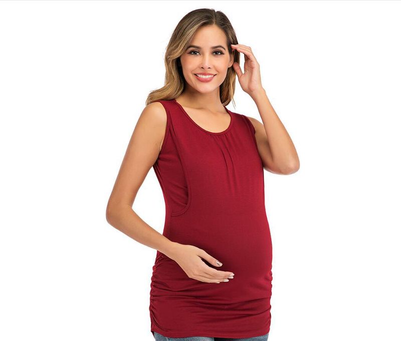 Tuta per l'allattamento da donna incinta, nuova, con scollo rotondo e apertura laterale, tinta unita_voghion.com
