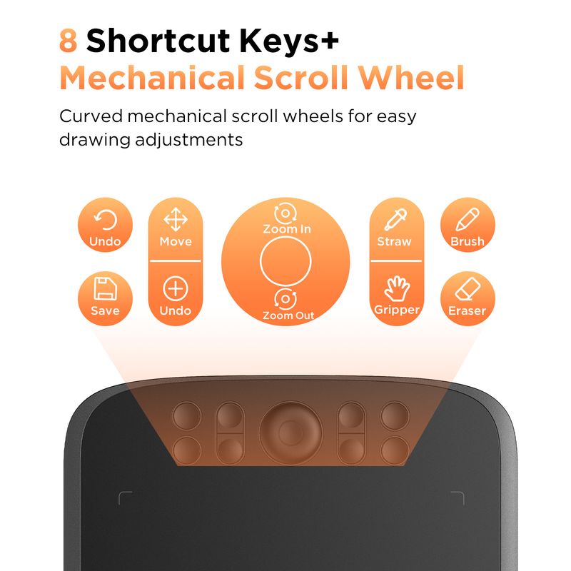 UGEE M908 Grafik-Zeichentablett 10 Zoll 8 Hotkeys Scrollrad 16K Druckstufen Kompatibel für Windows Android_voghion.com