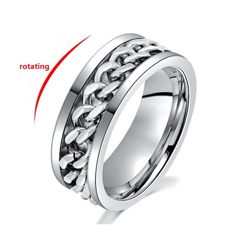 Cooler drehbarer Edelstahlring für Männer, hochwertiger Angstzappel-Multifunktions-Spinner-Kettenringe, Punk-Schmuck_voghion.com