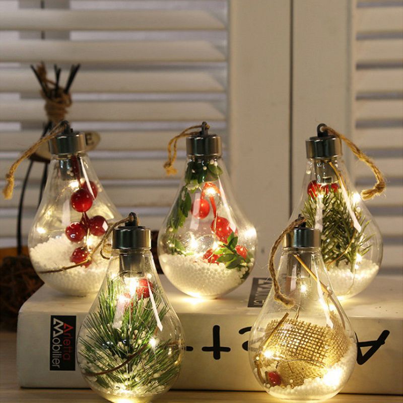 Lot de 5 guirlandes lumineuses transparentes à LED pour sapin de Noël, luminaire décoratif d'intérieur, idéal pour le Nouvel An ou Noël_voghion.com