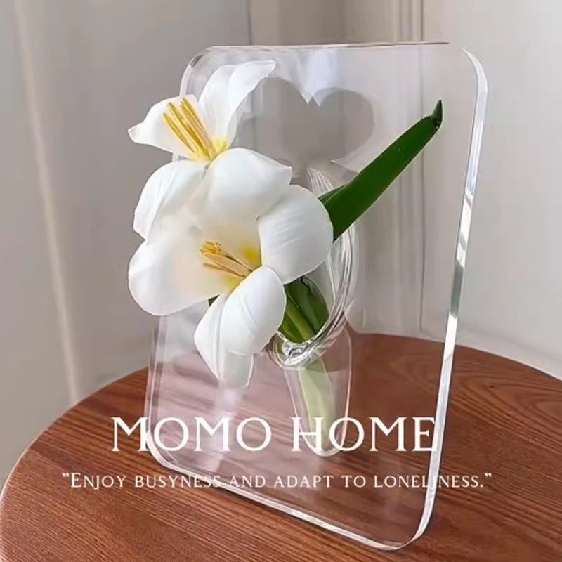 Creative Art Acrylic Photo Frame Vase Hydroponic Flower Arrangement Transparent Vase Office Homestay Decoration Ornaments_voghion.com
