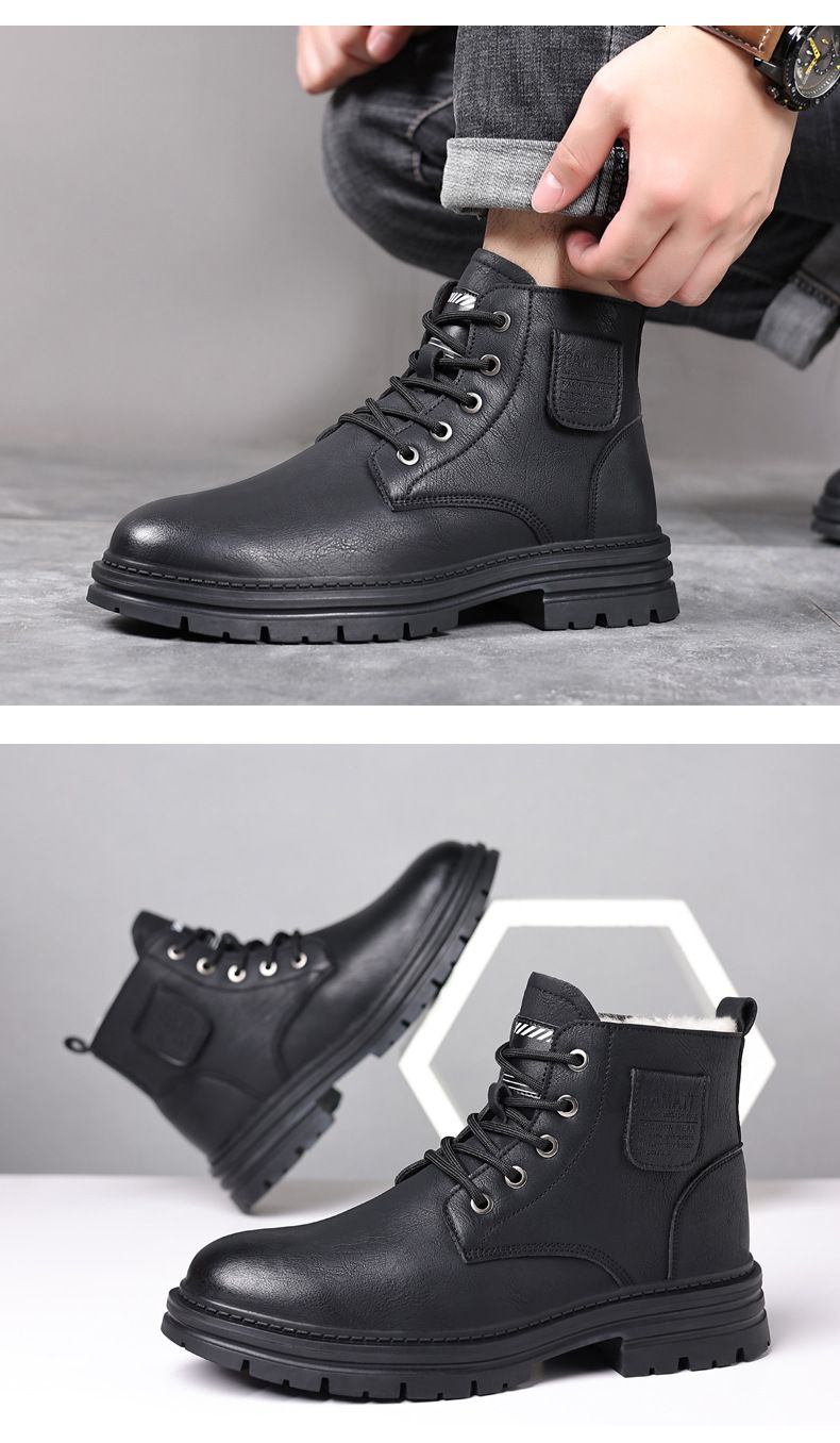 Baumwollschuhe neue Herren Freizeitschuhe plus Samt warme Trend All Match Arbeitsstiefel Herrenschuhe_voghion.com
