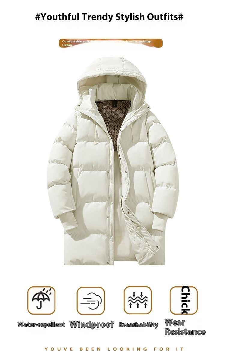Cappotto invernale di media lunghezza per ragazzi adolescenti, giacca imbottita pesante con cappuccio e calda fodera in pile, da indossare tutti i giorni a scuola_voghion.com