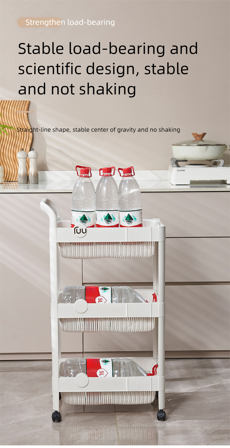 Accueil Bureau Snack Stockage en plastique Plancher Organisateur multicouche Chariot Affichage Étagère à couches Intégrée_voghion.com