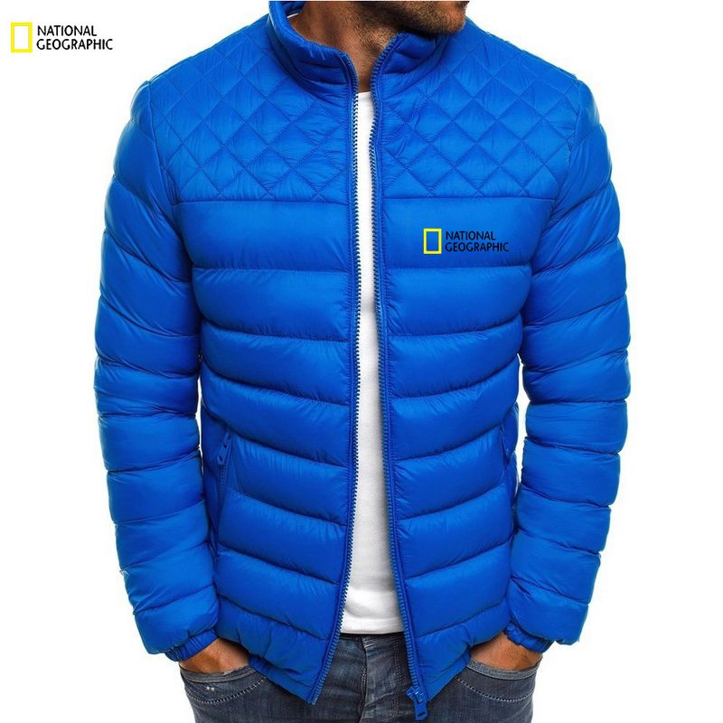 Giacca sportiva casual da uomo, calda, in cotone trapuntato, con colletto alto, tinta unita_voghion.com