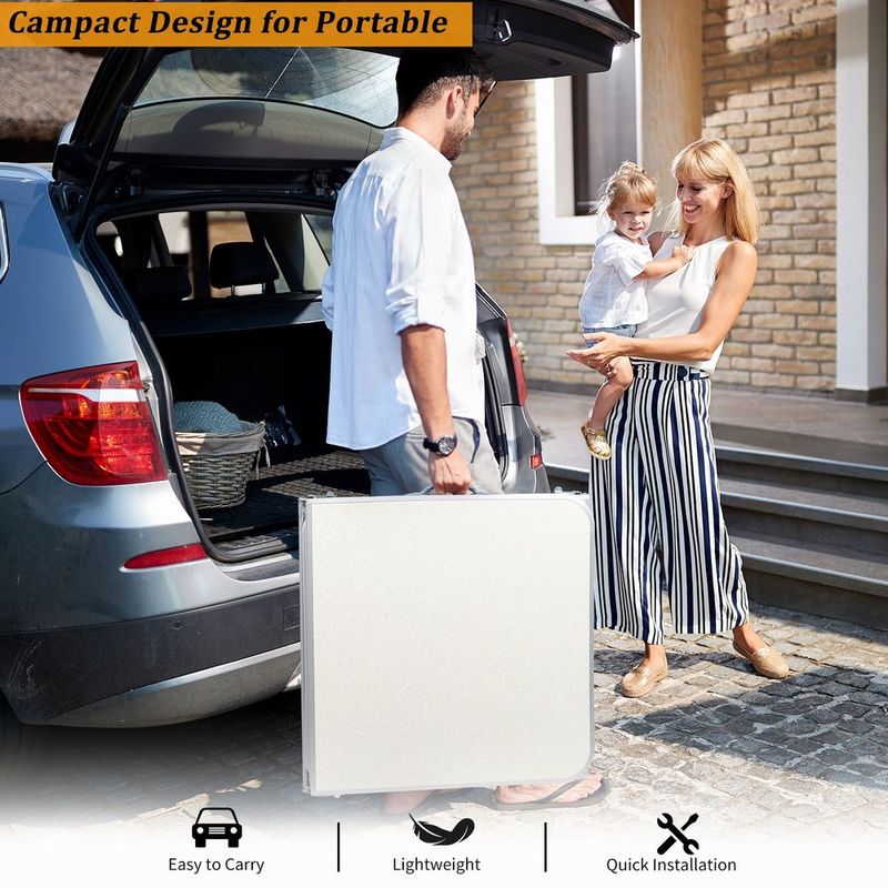 3FT/4FT/6FT Durable Plastic Folding Table W/Handles & Lock - Portable Indoor/Outdoor Picnic Dining Table For Camping, Parties, White_voghion.com