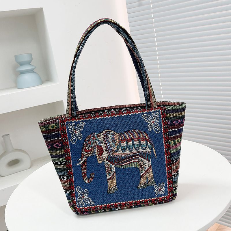 Nuova borsa da ufficio semplice da donna in stile etnico tailandese con elefante in Malesia, borsa in tela ricamata, piccola borsa_voghion.com
