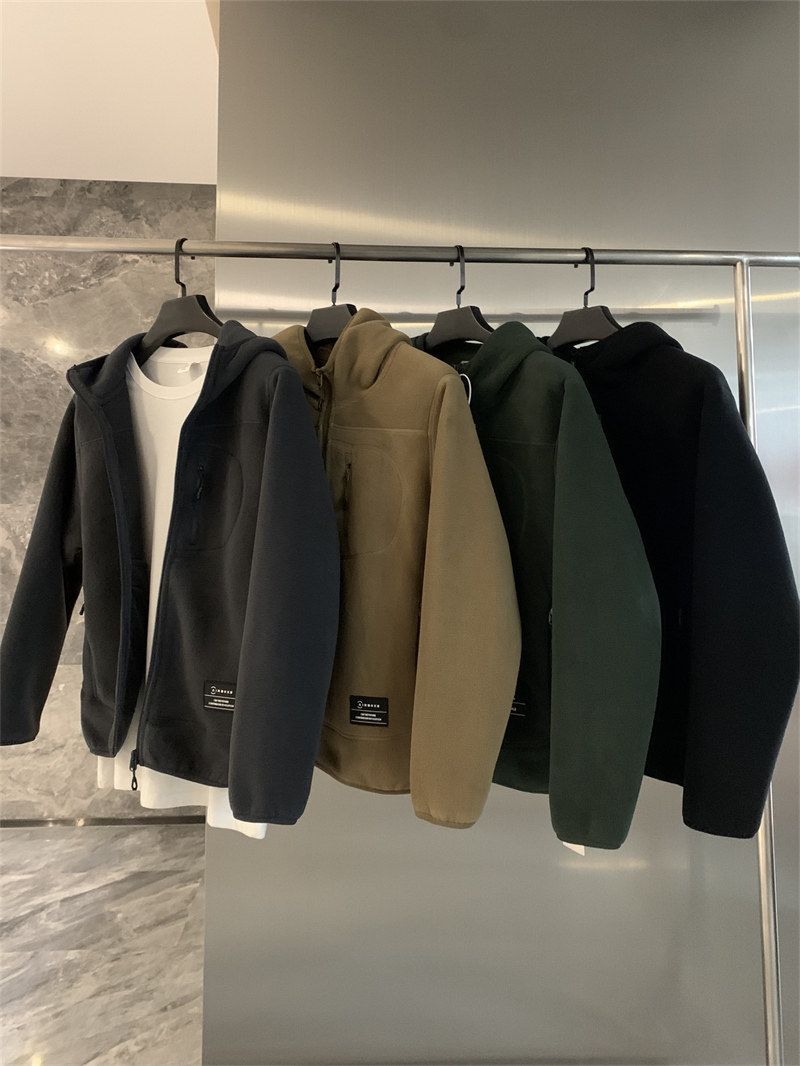 Giacca con cappuccio in pile pesante double face da uomo - Cappotto invernale in pile caldo per abbigliamento casual_voghion.com