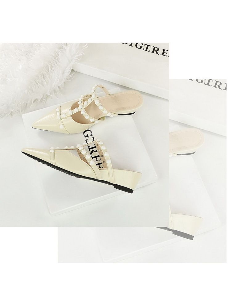 Pearl Chain Bag Head Drag, Comfortable And Versatile Outside Wear, High-end Temperament, One-pedal Women's Shoes_voghion.com