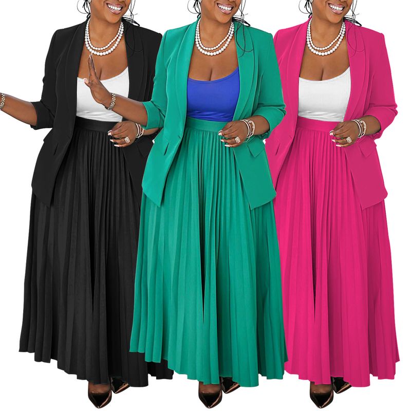 Ropa de mujer Moda Casual Ropa profesional Traje de dama Traje de falda plisada_voghion.com