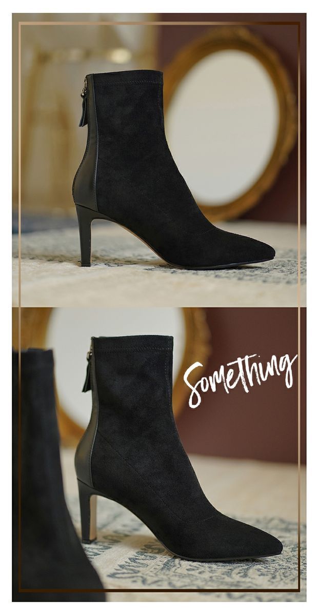 Kurze stiefel frauen neue winter mode schlanke stiefel lässig spitz high heel Martin stiefel_voghion.com