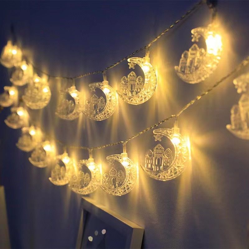 Cross-Border LED String Festival Decoration Colorful Star Accompanying Moon Flashing Lights Wholesale_voghion.com