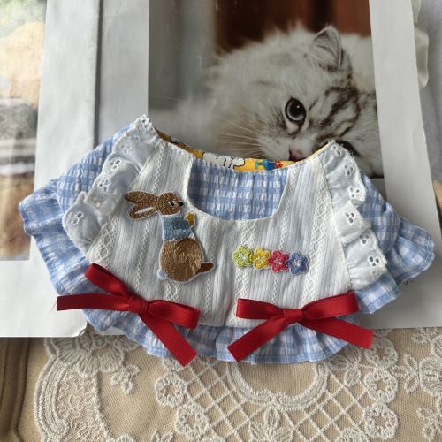 Pet Eating Bowknot Accessories Collar Dog Cat Bib Drool Towel Lace Scarf_voghion.com