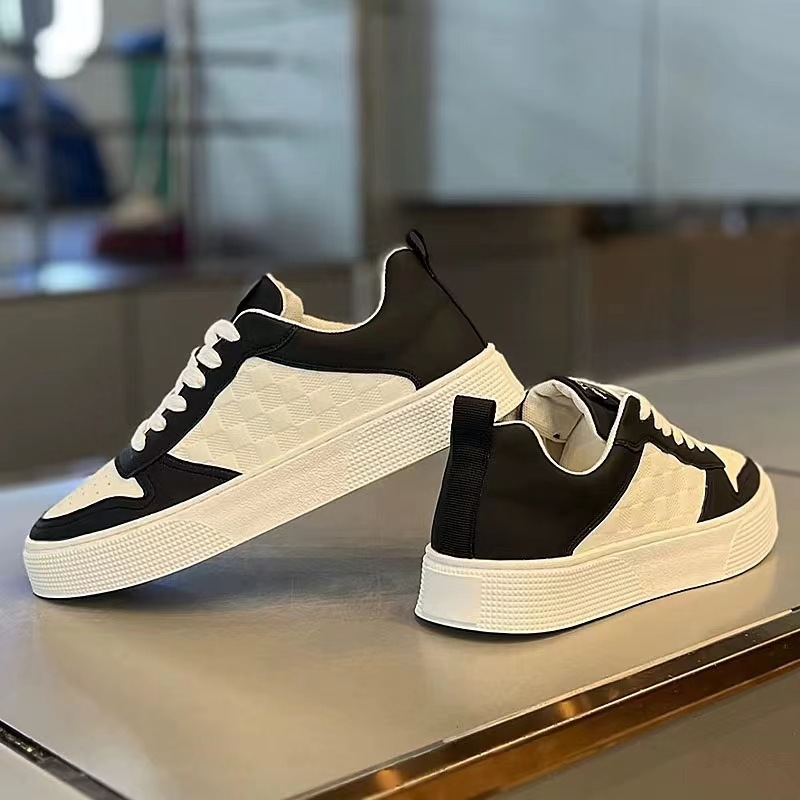 Panda Colored Spring Breathable Live Broadcast, Board Casual Leather Small White Trendy Shoes, Men's Shoes_voghion.com
