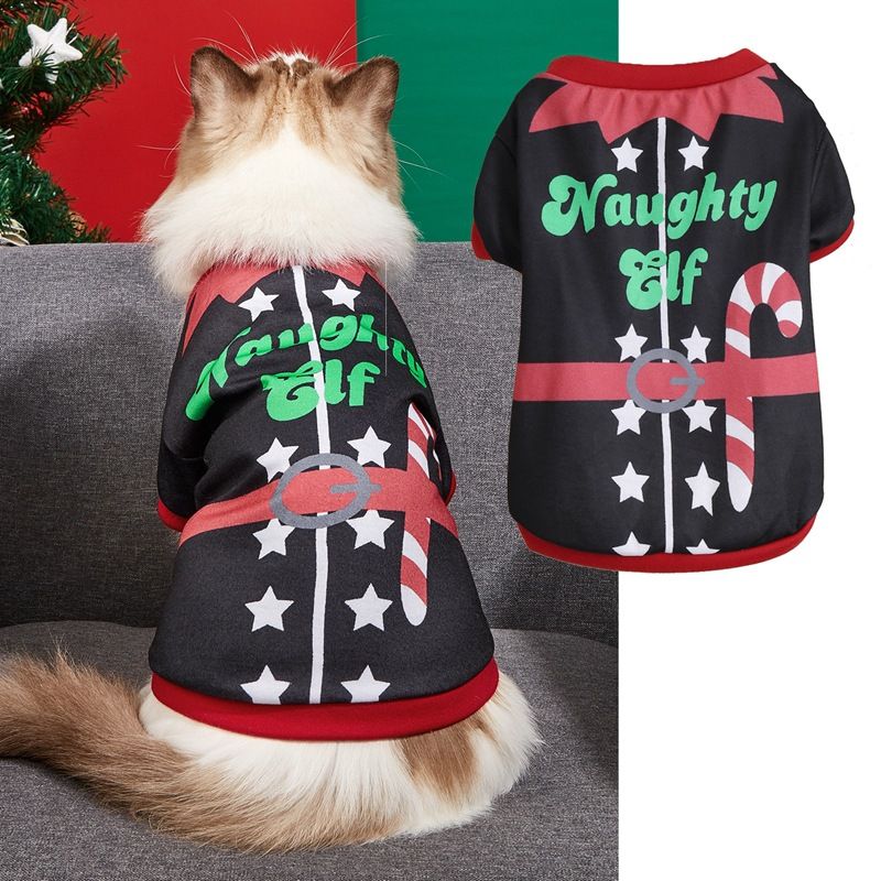 Ubranka dla psa na Boże Narodzenie Święty Mikołaj Czerwony Zielony cienki oddychający T-shirt dla zwierząt Teddy mały szczeniak Sznaucer ubranka dla psa_voghion.com