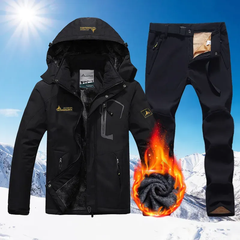 Winter Pants Men Ski Suit Set: Thickened Fleece Snowboard Jacket And Pants, Waterproof Windproof Snow Suits For Outdoor_voghion.com