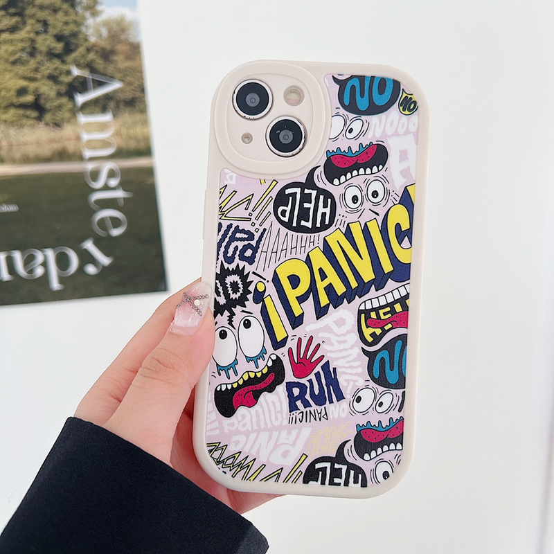 Doodle grappige uitdrukking telefoon case Voor iPhone 14 13 12 Pro 11 ProMax XSmax XR X XS 7 8Plus schokbestendig Zachte Siliconen Achterkant_voghion.com