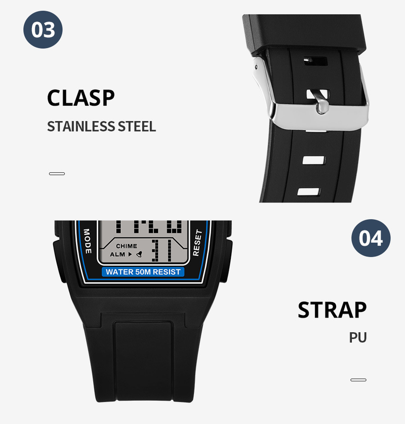 SYNOKE Sport elektronische Uhr Herren multifunktionale quadratische Retro leuchtende wasserdichte Outdoor-Studentenuhr_voghion.com