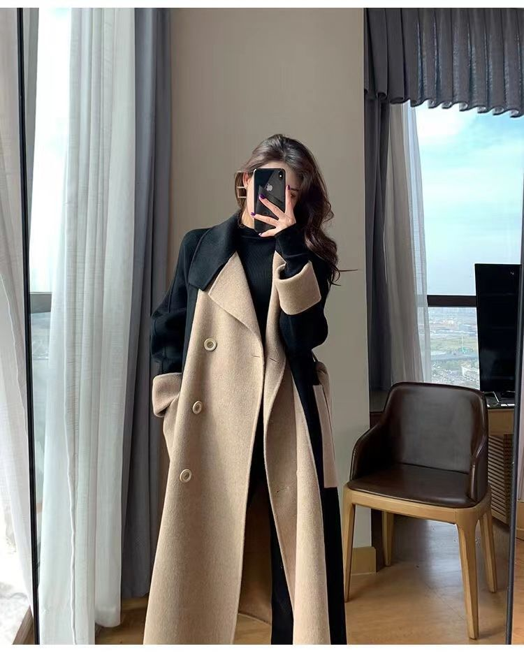 Nuovo temperamento da donna di media lunghezza autunno e inverno e cappotto di lana stile Hepburn di fascia alta_voghion.com