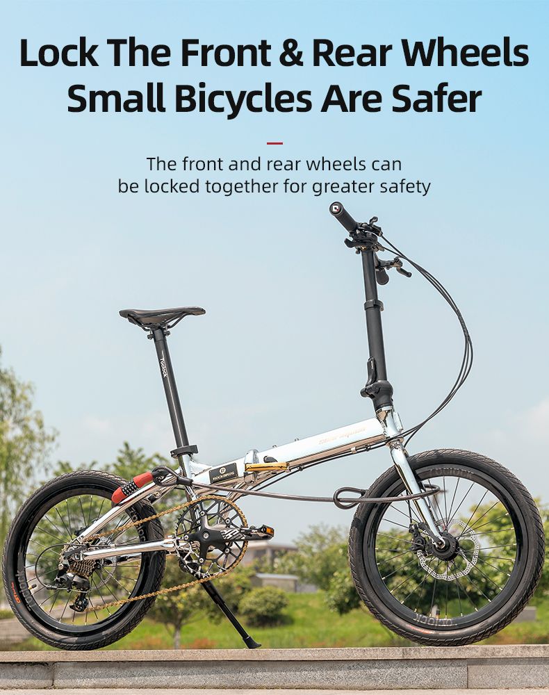 Lucchetto per bici ROCKBROS con combinazione + cavo di sicurezza ad alte prestazioni in acciaio MTB_voghion.com