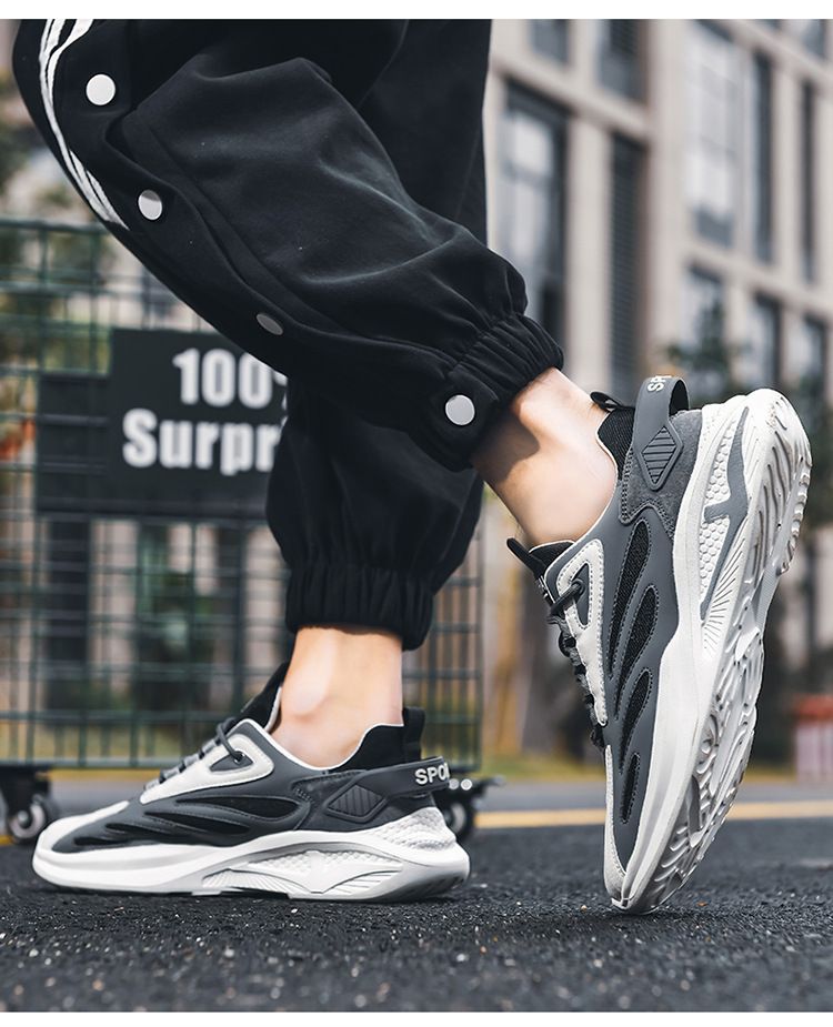 Vīriešu sporta jaunas tendences, mīkstas zoles, pavasara rudens skriešanas apavi, moderni daudzpusīgi, ērti un elpojoši_voghion.com