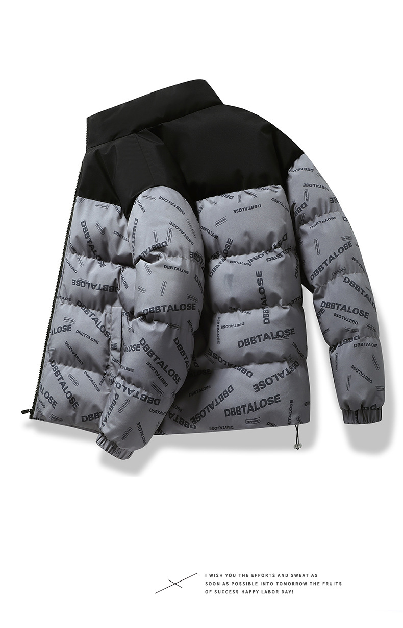 Abbigliamento da uomo giacca imbottita in cotone giacca imbottita in cotone caldo addensato giacca casual con colletto rialzato abbinata ai colori alla moda dal vivo_voghion.com