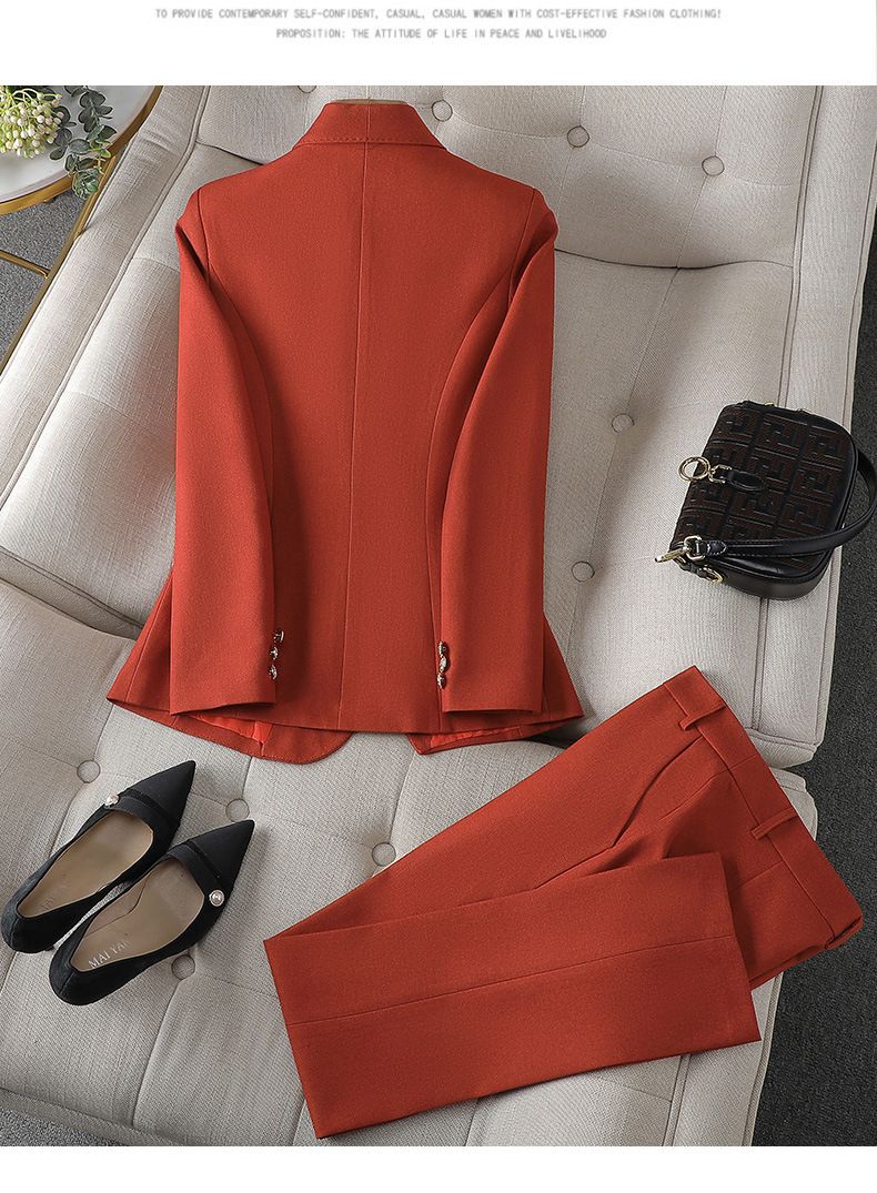 Women's Clothing Orange suit small high end professional temperament goddess suit formal wear_voghion.com