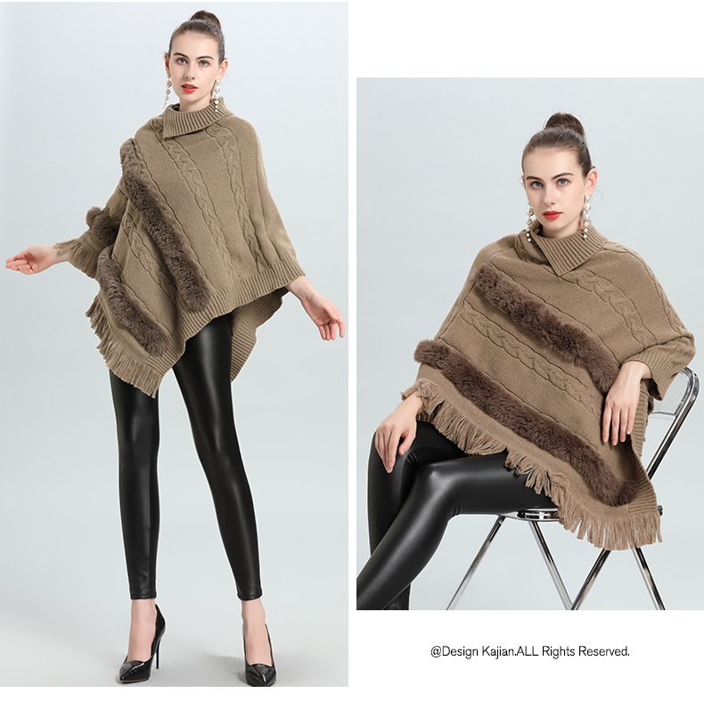 Women's Shawls Autumn And Winter New Loose Jacquard Wool Pullover Knitted Sweater Cape Shawl 0938 & Archer0603 &_voghion.com