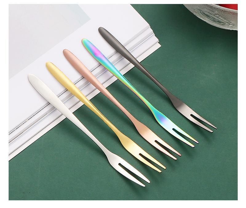 304 Stainless Steel Fruit Forks - Heavy Duty Dessert & Cake Forks Set For Home & Restaurant Use (2-Prong Design Dishwasher Safe Elegant Tableware)_voghion.com