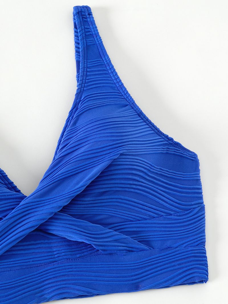 costume da bagno in tre pezzi diviso da donna a maniche lunghe bikini celebrità di Internet a vita alta tinta unita_voghion.com
