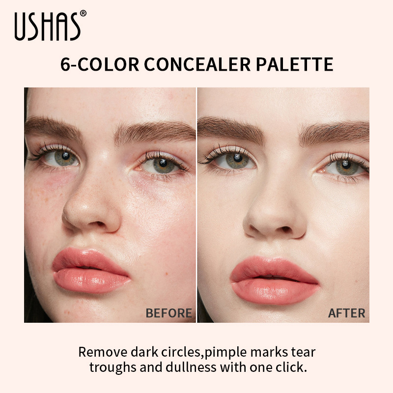 USHAS Makeup 6 kleuren concealer Palet foundation make-up Waterdicht, verhelderend, huidtint aanpassend, blijvend_voghion.com