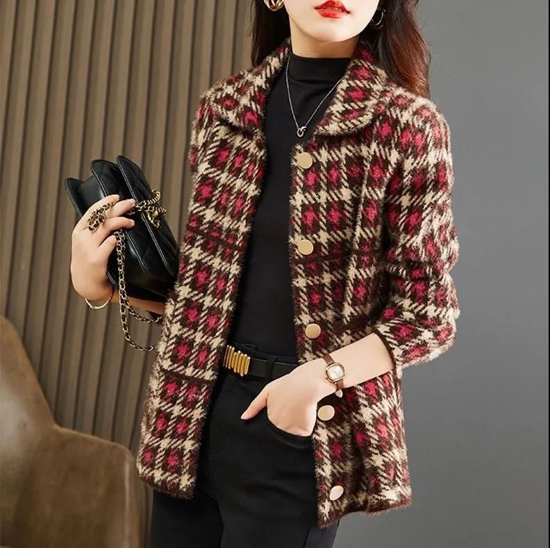 Cappotto stile Petite per donna, primavera, autunno, inverno, velluto di visone, nuovo elegante abito corto di alta moda di alta qualità_voghion.com