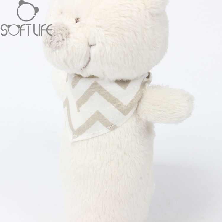Stuffed Animals Soft Life Beige Bear Rattle Soft Short Plush Infant Grasp Training Soothing Plush Toy_voghion.com