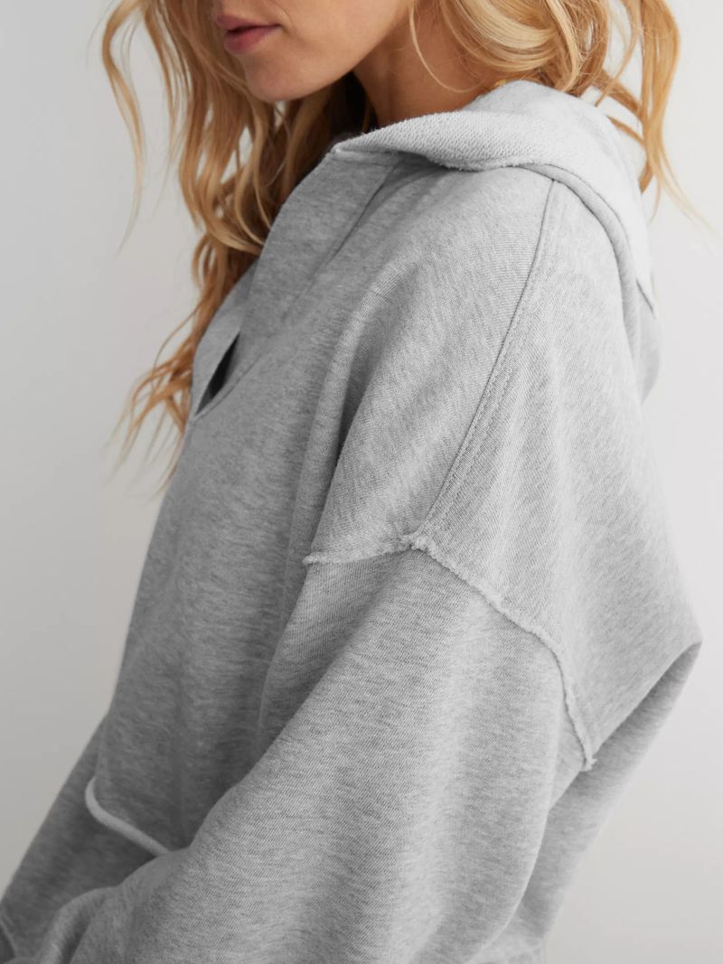 Felpa con cappuccio alla moda e ampia, da donna, in primavera e autunno, con scollo a V, pullover, maniche lunghe_voghion.com